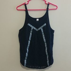 Navy Blue Lace Summer Top